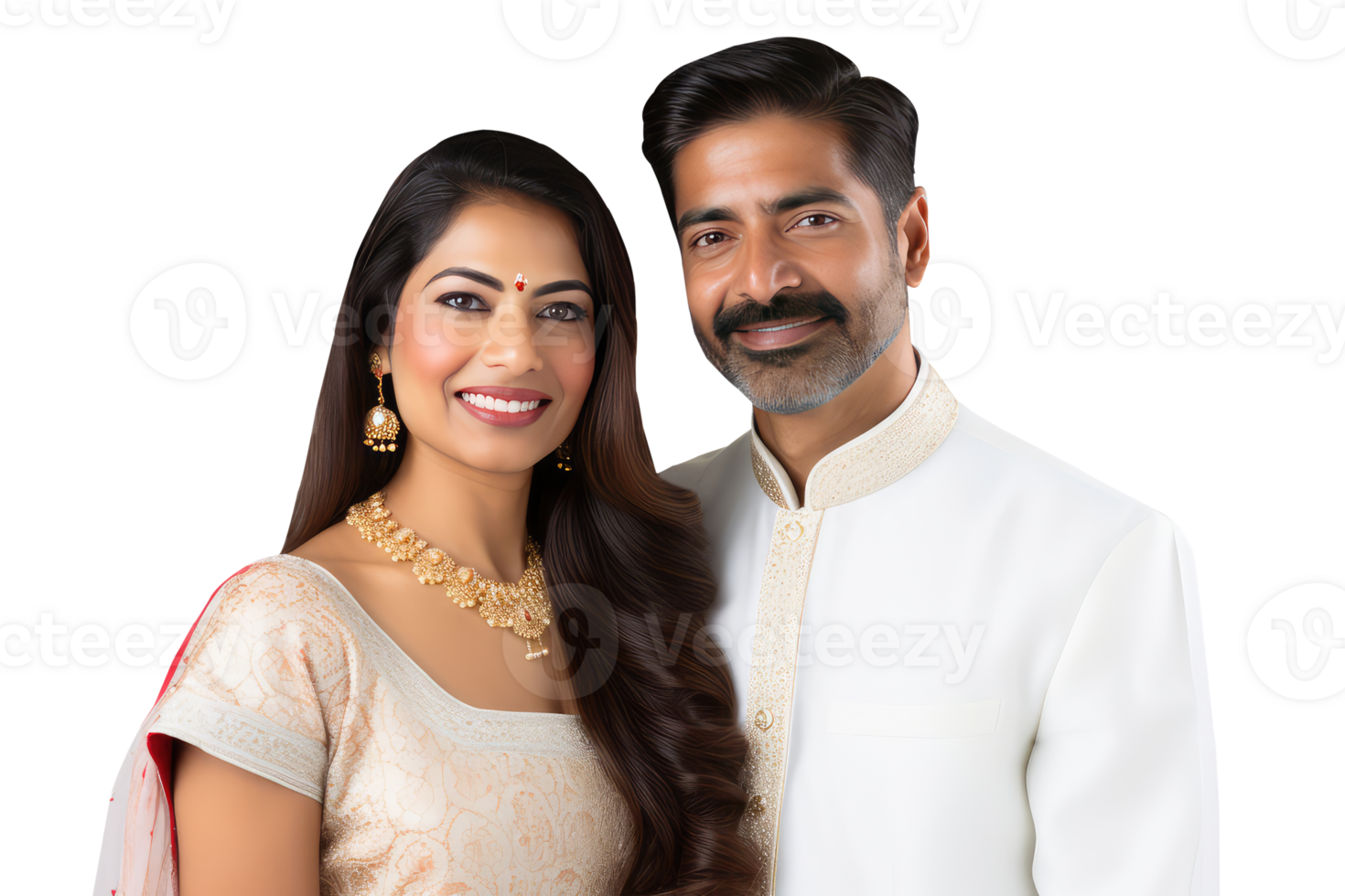 Happy Middle Age Indian Couple Hugging and Standing to Close in Tradiitonal Attire. A Fictitious Character Created By . png