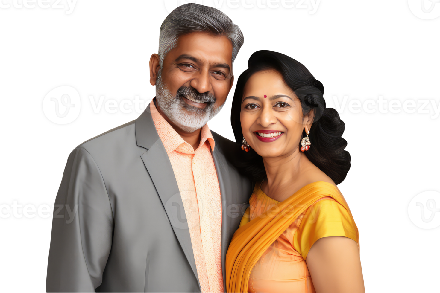 Happy Middle Age Indian Couple Hugging and Standing to Close. A Fictitious Character Created By . png