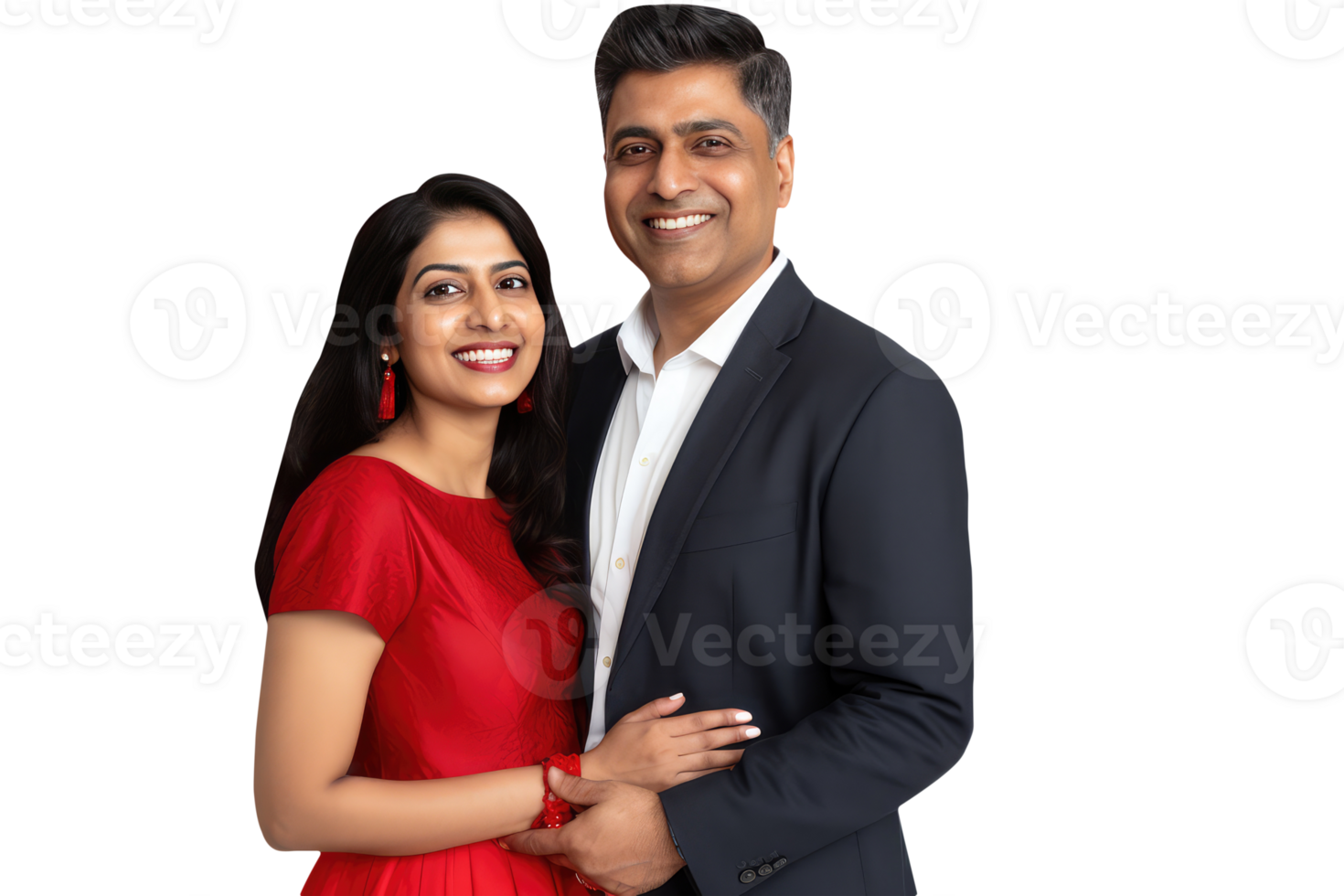 Happy Middle Age Indian Couple Hugging and Standing to Close in Modern Attire. A Ficitious Character Created By . png