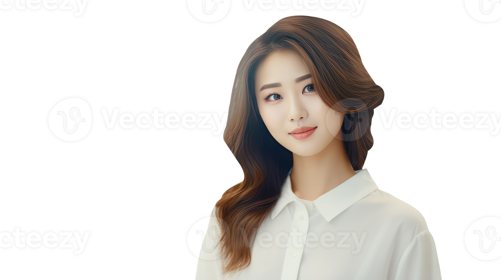 Alluring Asian Women with Beautiful Brown Wavy Hair. A Fictitious Character Created By . png