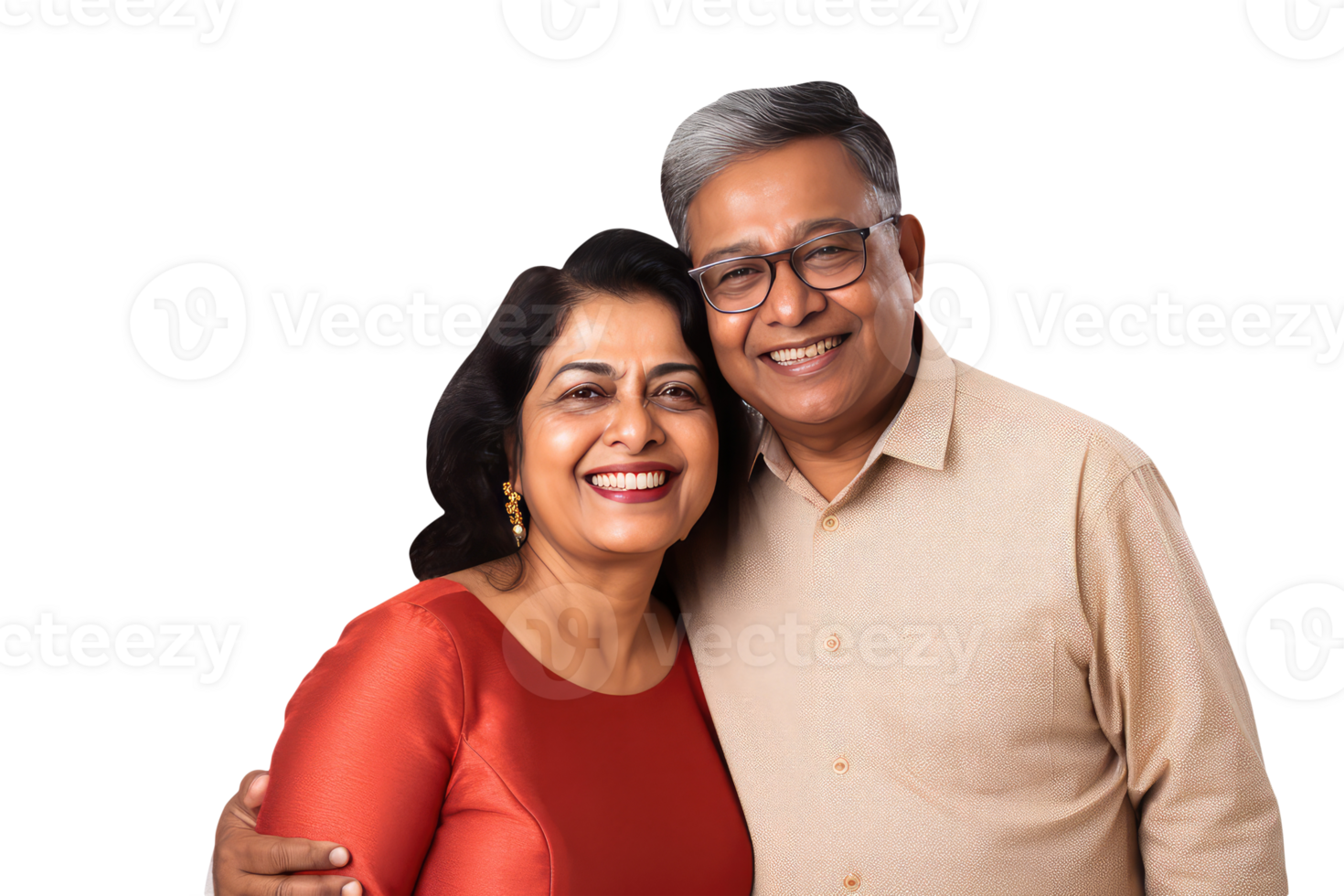 Happy Middle Age Indian Couple Hugging and Standing to Close. A Fictitious Character Created By . png
