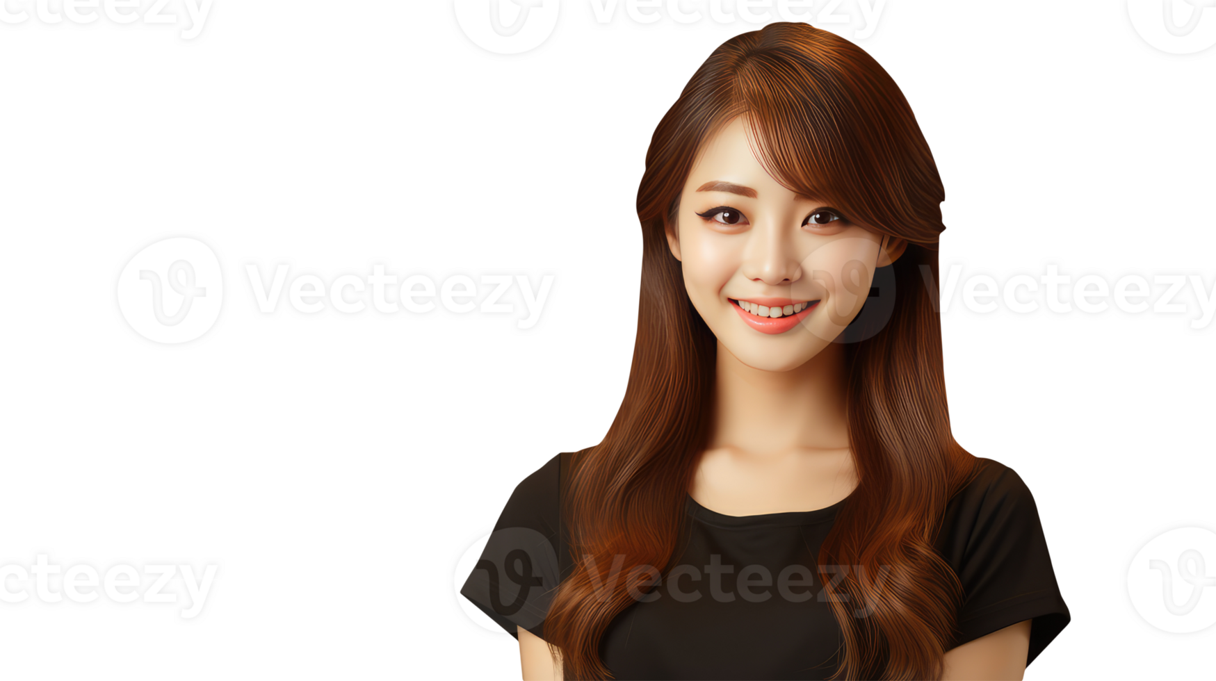 Alluring Asian Women with Long Layered Cut Brown Hair. A Fictitious Character Created By . png