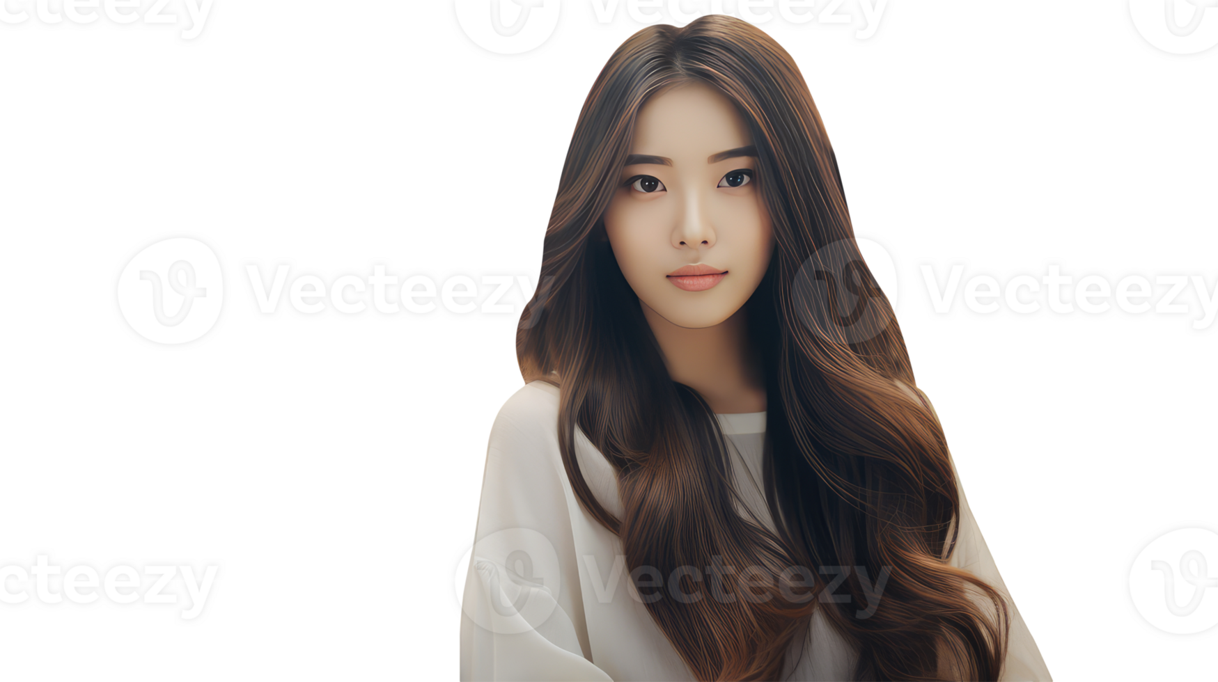 Alluring Asian Woman with Beautiful Brown Long Hair. A Fictitious Character Created By . png