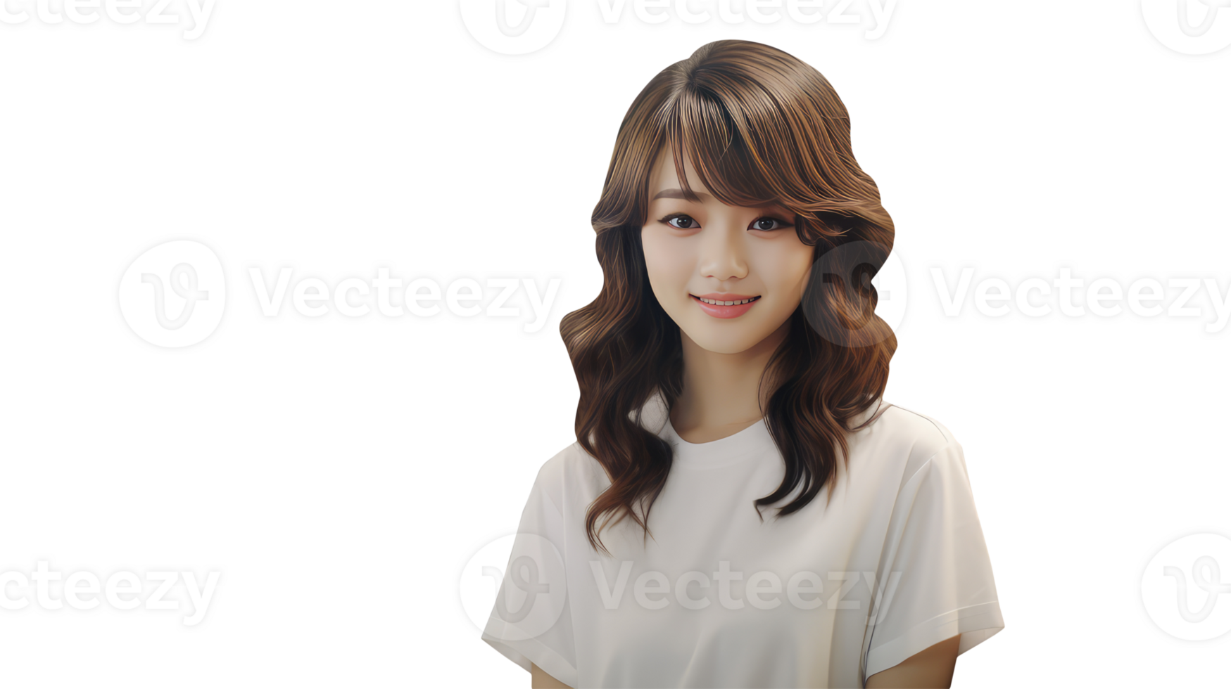 Alluring Asian Women with Short Layered Cut Brown Hair. A Fictitious Character Created By . png