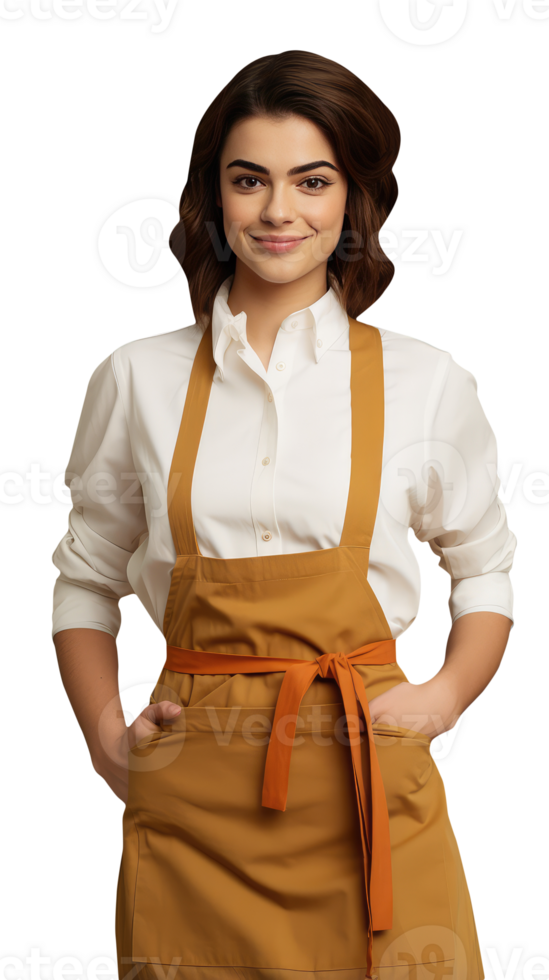 Alluring Blonde Woman Standing with her Hands in Brown Strap Skirt of Pockets. A Fictitious Character Created By . png