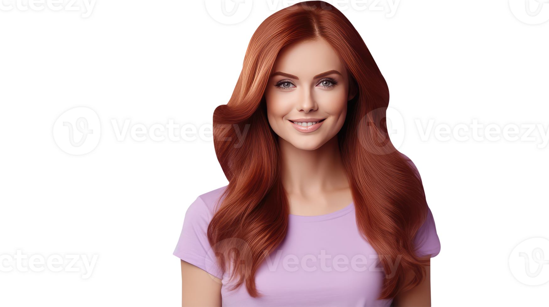 Beautiful Smiling Blonde Woman with Reddish Wavy Hair and Bright Teeth, Grey Eyes. A Fictitious Group Character Created by . png