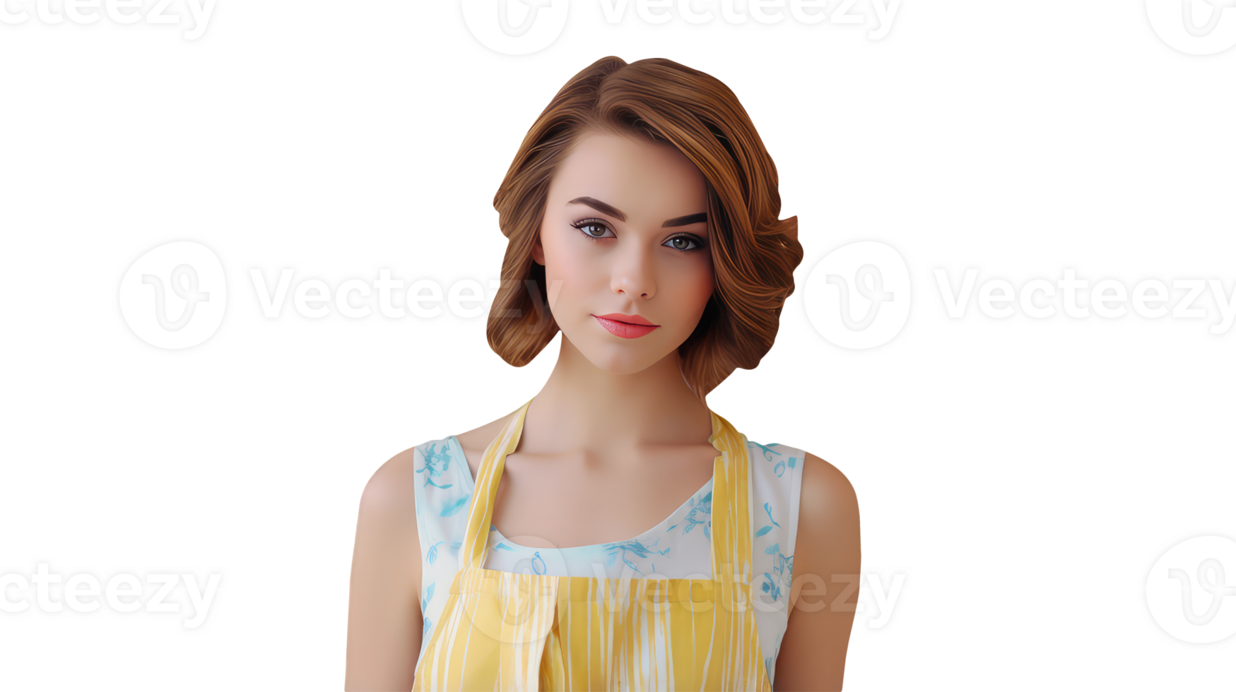 Alluring Blonde Woman Wearing Apron and Sleeveless T-shirt. A Ficitious Character Created By . png