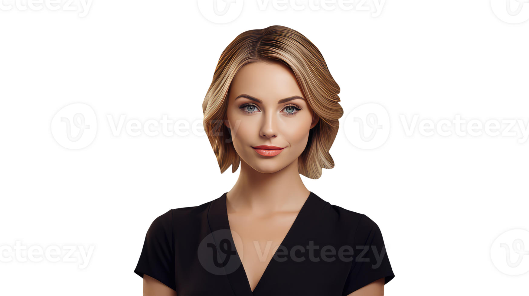Short Golden Wedge Haircut Blonde Young Woman Character Created By . png
