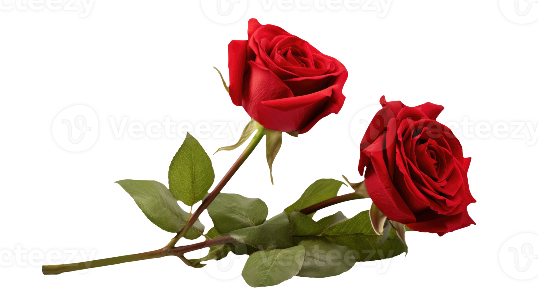 Captivating Image of Beautiful Red Flowers of Two Roses Kept on Transparent Background. . png