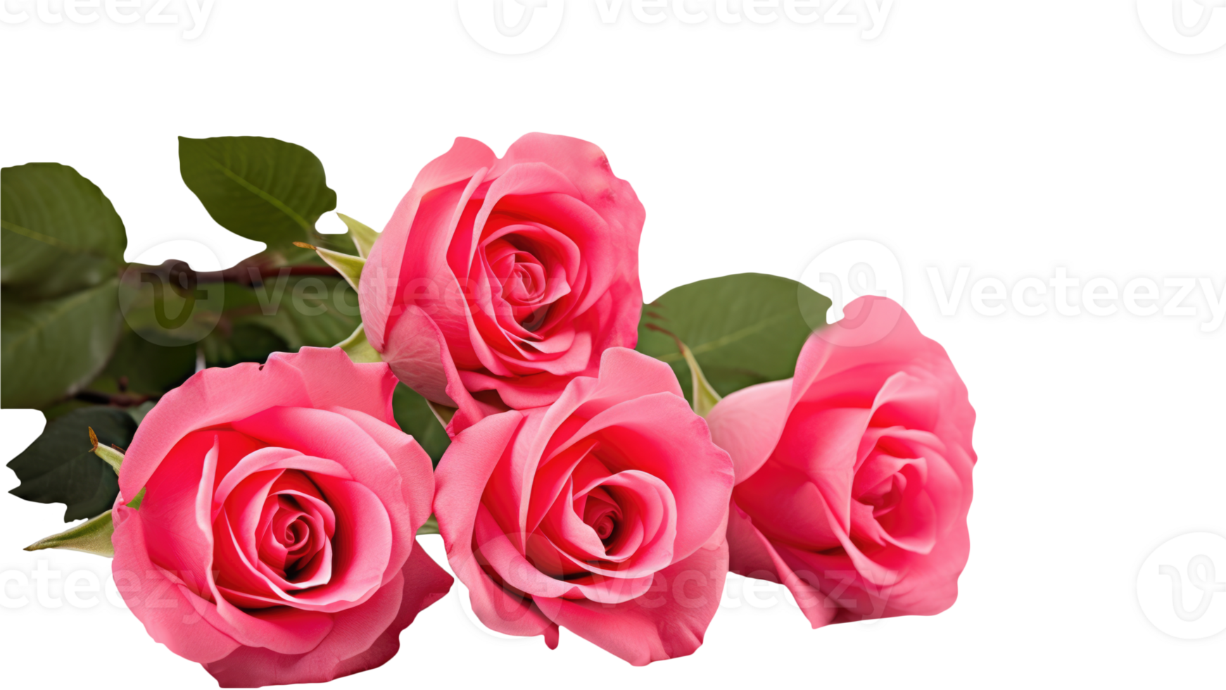 Realistic Beautiful Pink Flowers of Roses Kept on Transparent Background. . png