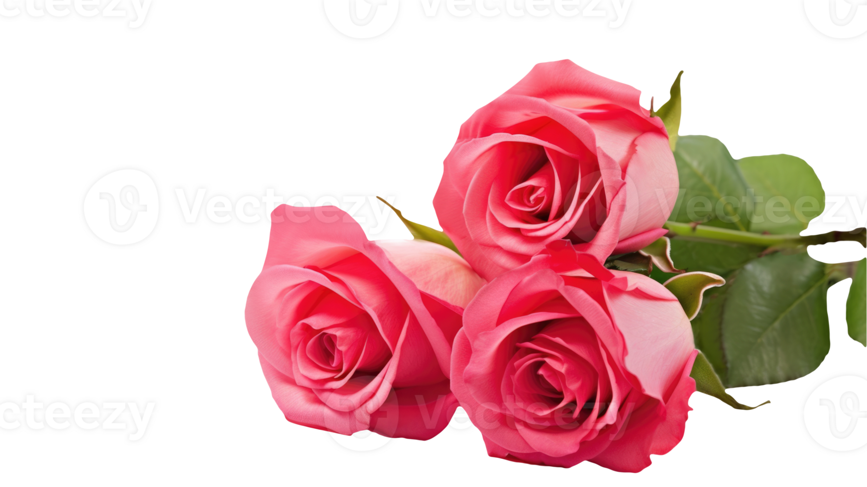 Realistic Beautiful Pink Flowers of Roses Kept on Transparent Background. . png