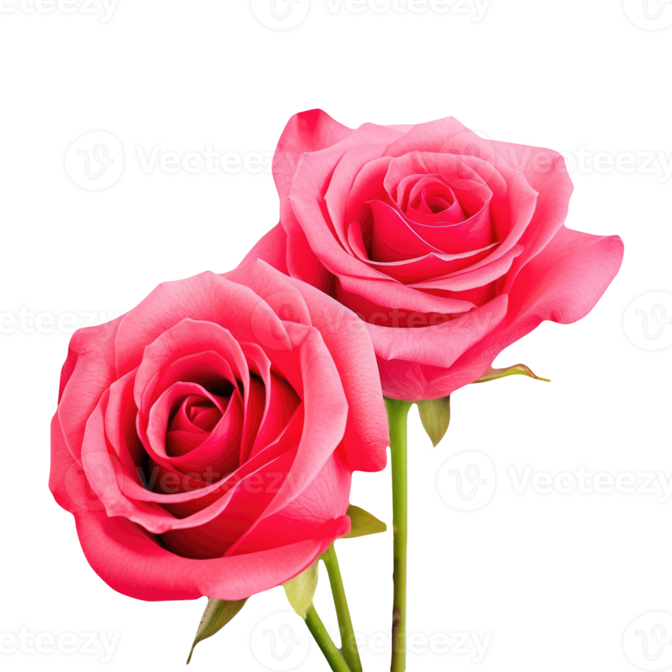 Realistic Beautiful Pink Flowers of Roses Kept on Transparent Background. . png