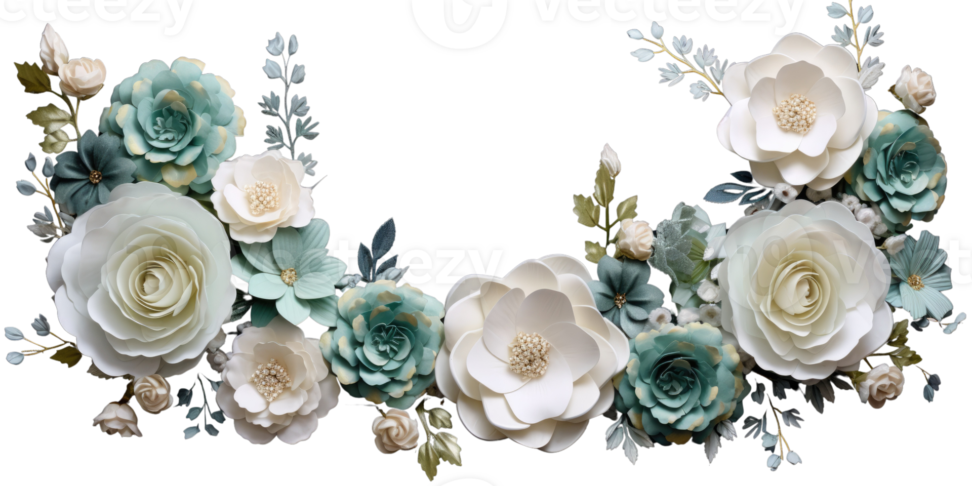 Beautiful white floral wreath photogenic generative . png