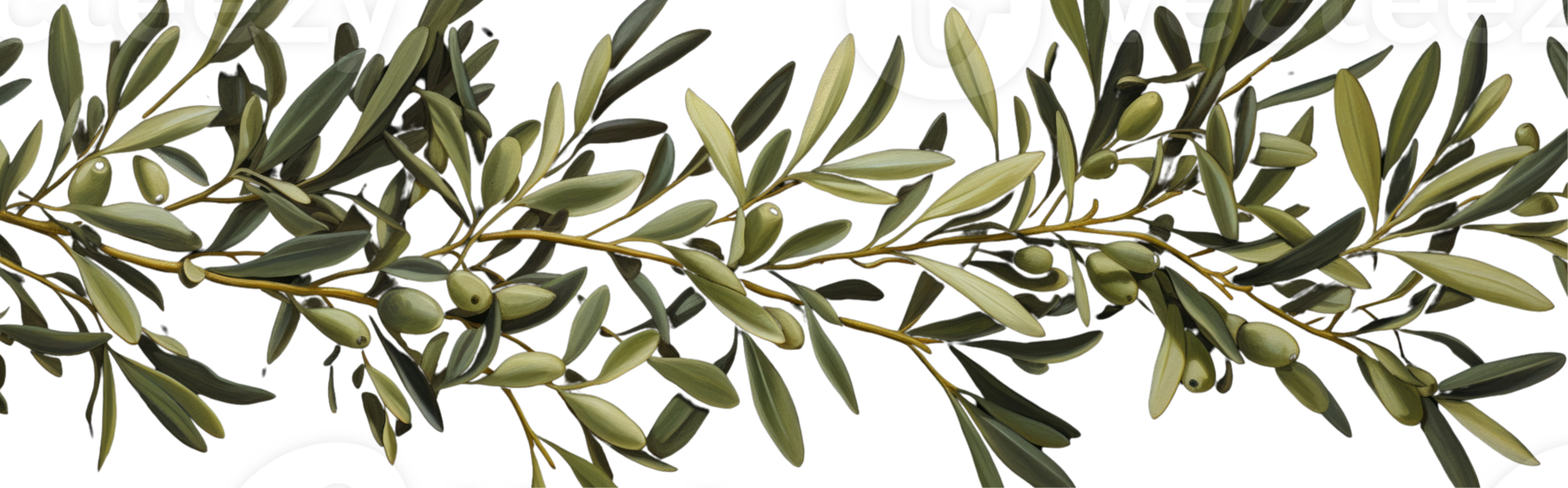 Green olives branches watercolor painting png