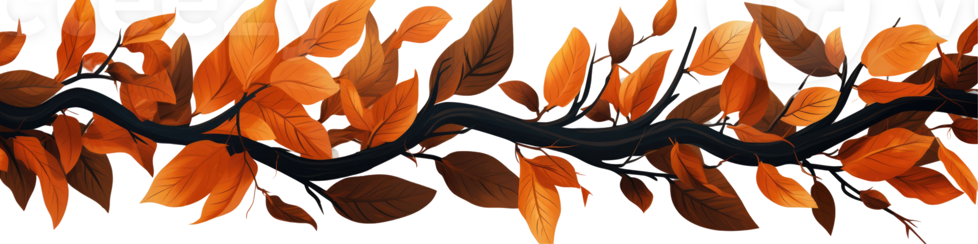 A Branch of Orange Leaves in Autumn Season Generative . png