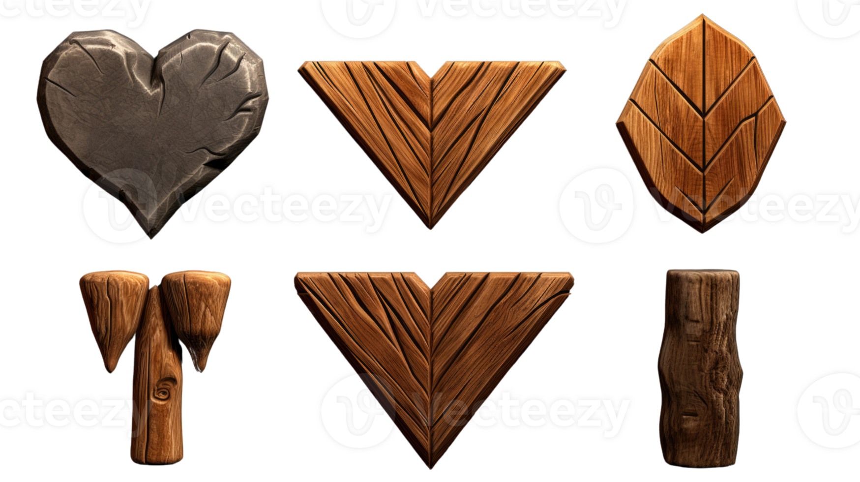 Unique Wooden Artwork - Hearts and Tree Symbols or Sign SetPhotogenic . png