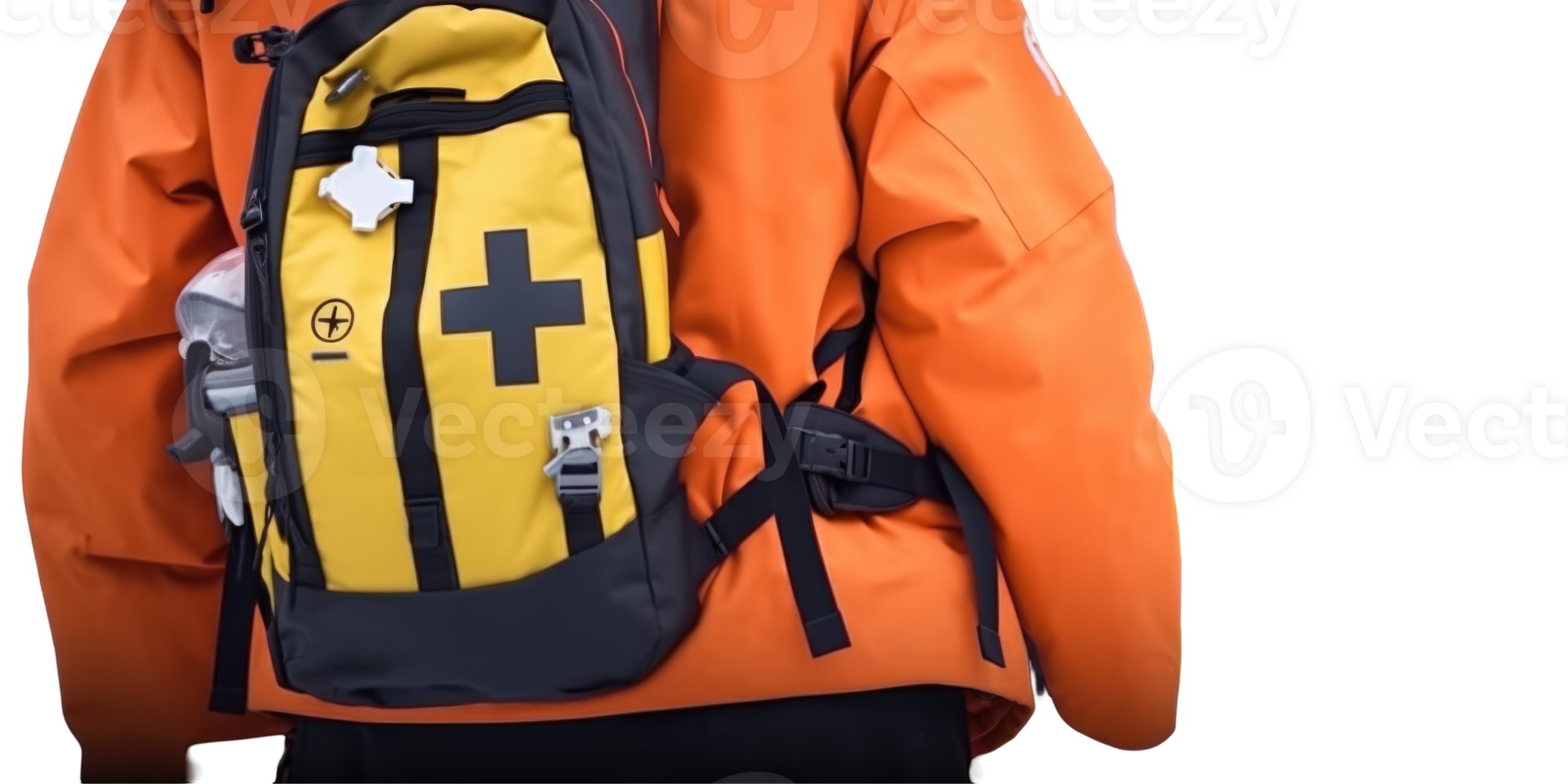 Back Side of Rescuer Wear Orange Jacket png