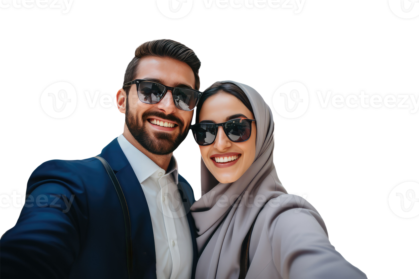 Young Arab Professional Man and Woman Posing for a Photo. Created Character By . png