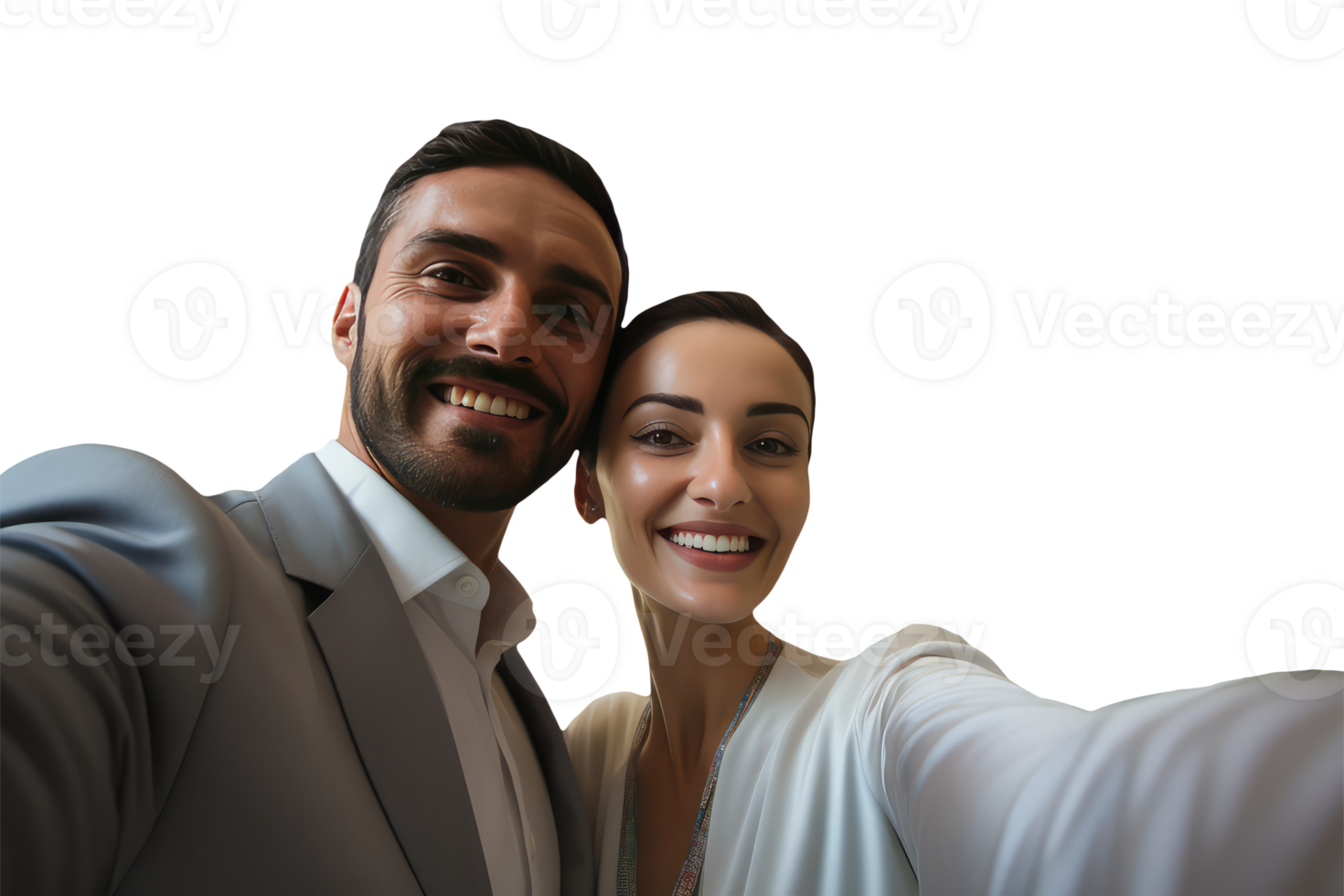 Cheerful Young Professional Man and Woman Posing for a Photo. Created Character By . png
