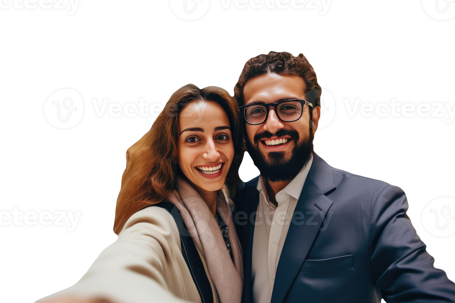 Cheerful Young Professional Man and Woman Posing for a Photo. Created Character By . png