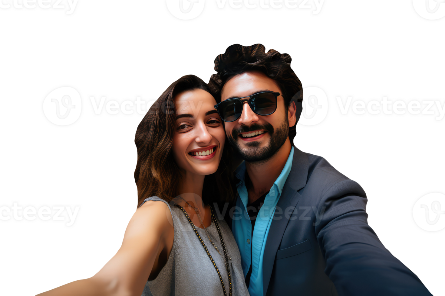 Cheerful Young Professional Man and Woman Posing for a Photo. Created Character By . png