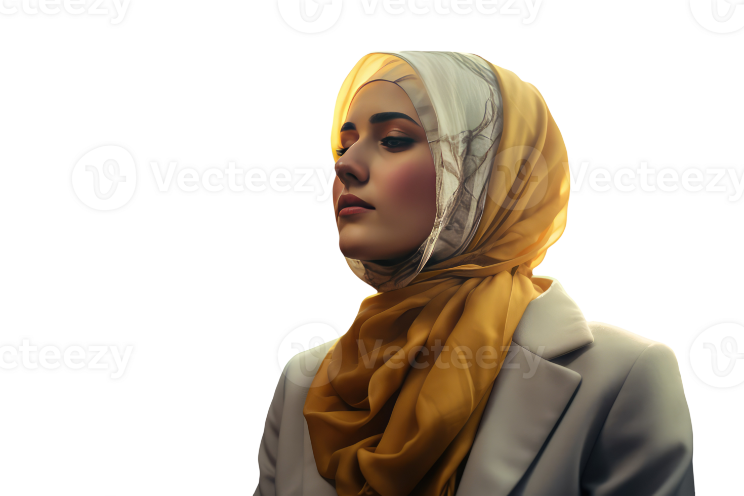 A Peaceful Islamic Working Woman in Hijab and Suit. Created Character By . png
