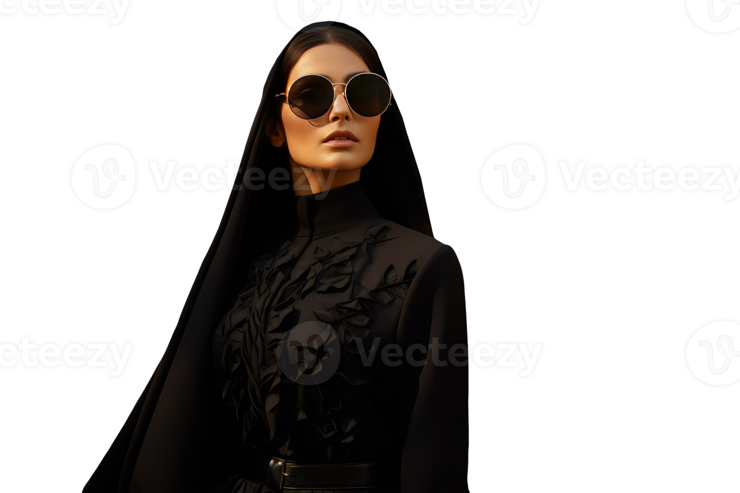 A Brunette Woman Wearing Goggles in Black Veil. Created Character By . png