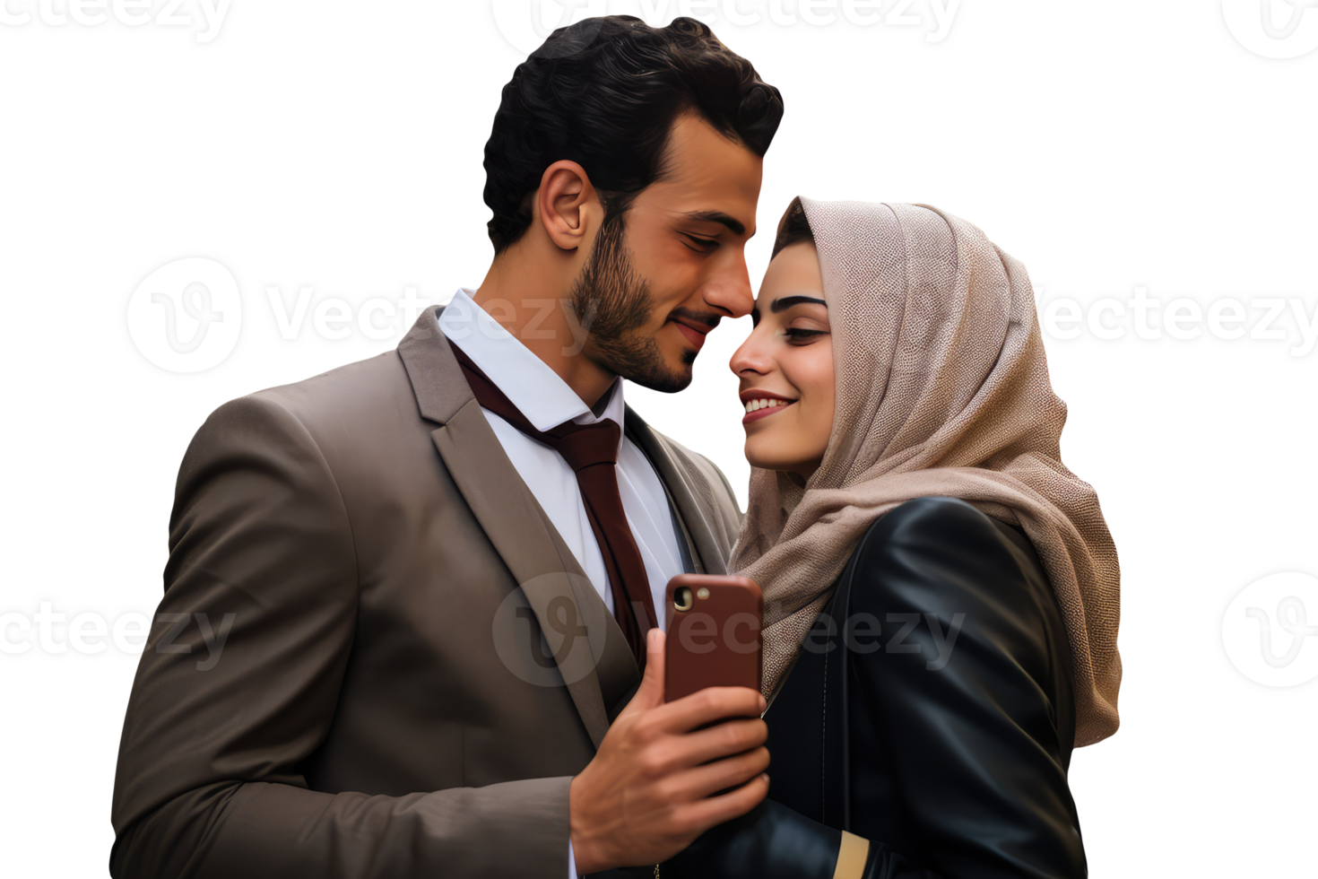Loving Man and Woman Standing To Close and Holding a Phone. Created Character By . png