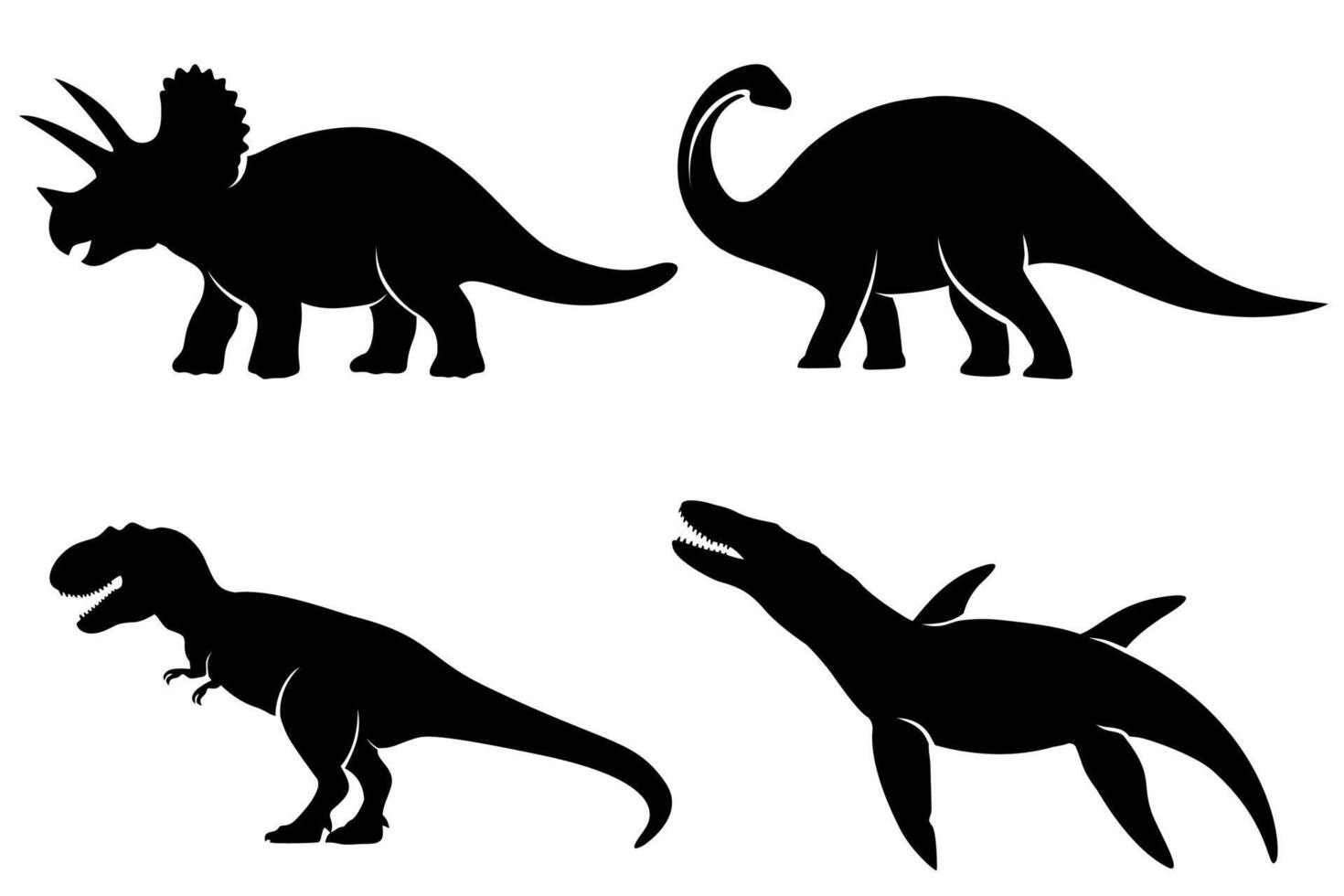 Dinosaur silhouette collection illustration by hand drawn. vector