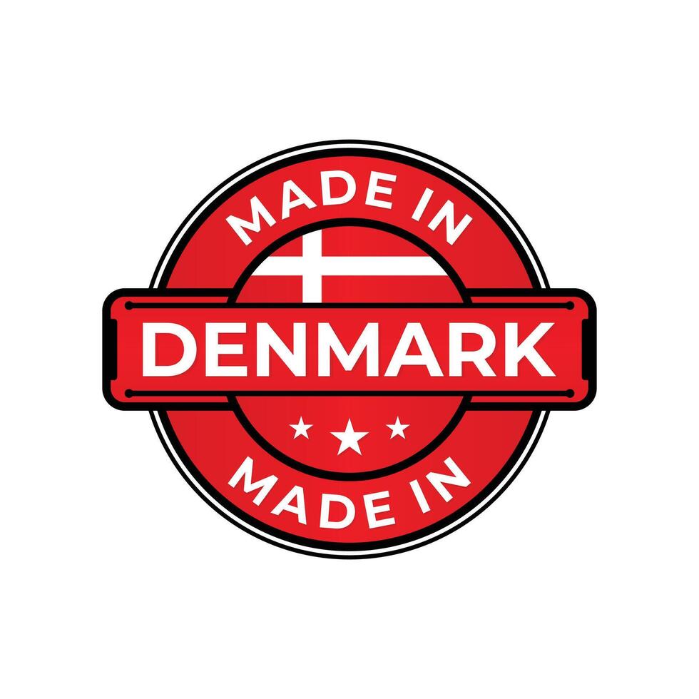 Made in Denmark label icon emblem isolated on white background vector