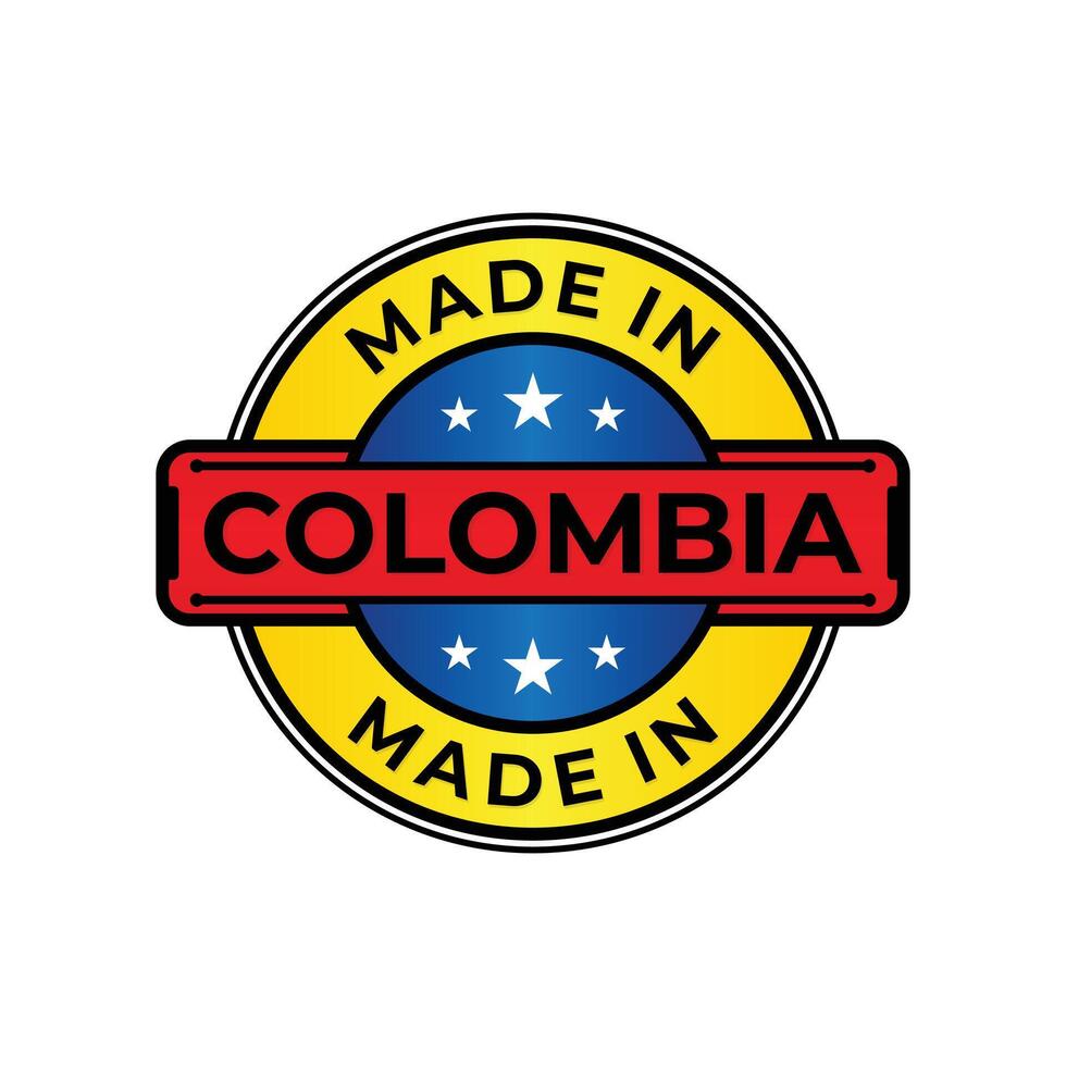 Made in Colombia label icon emblem isolated on white background vector