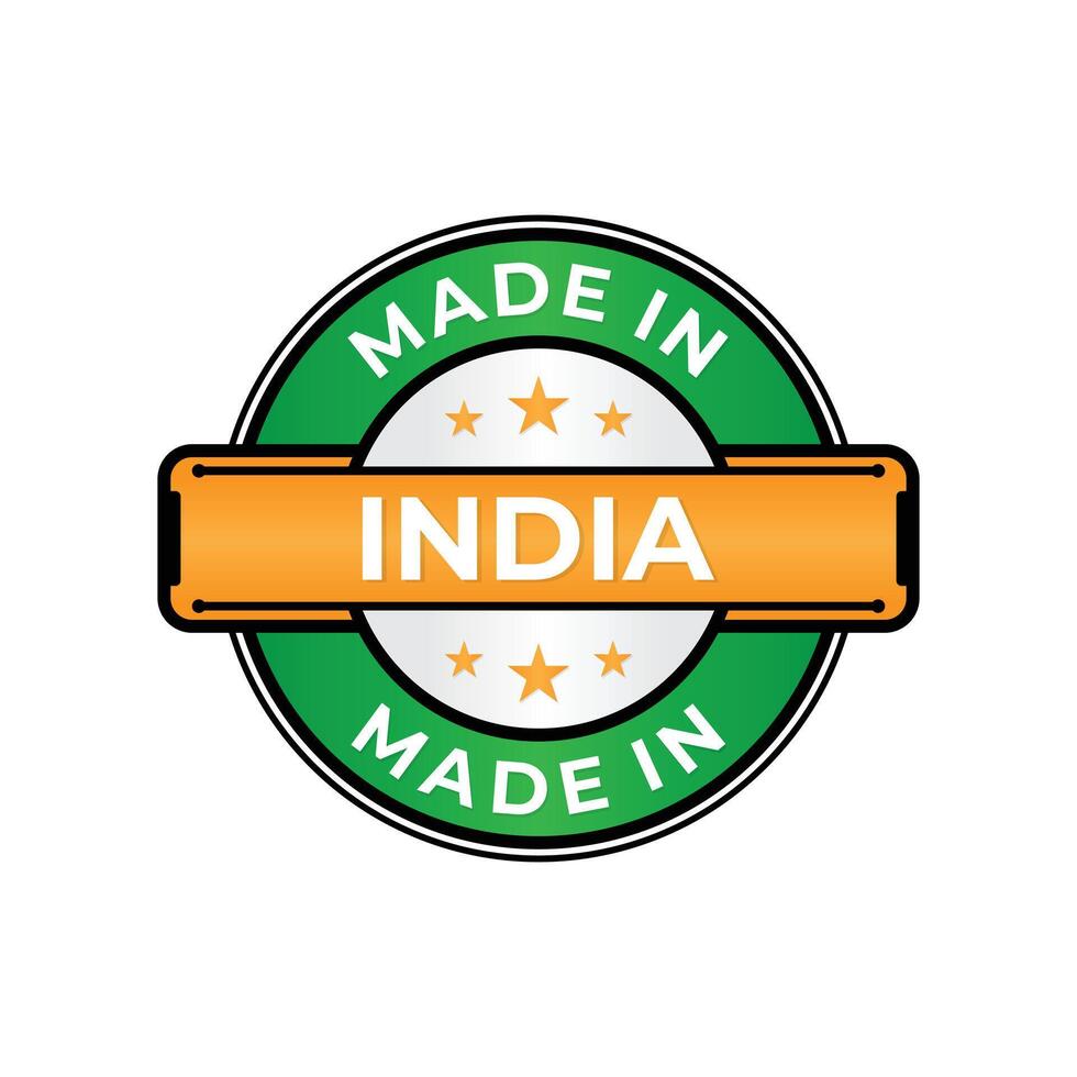 Made in India label icon emblem isolated on white background vector