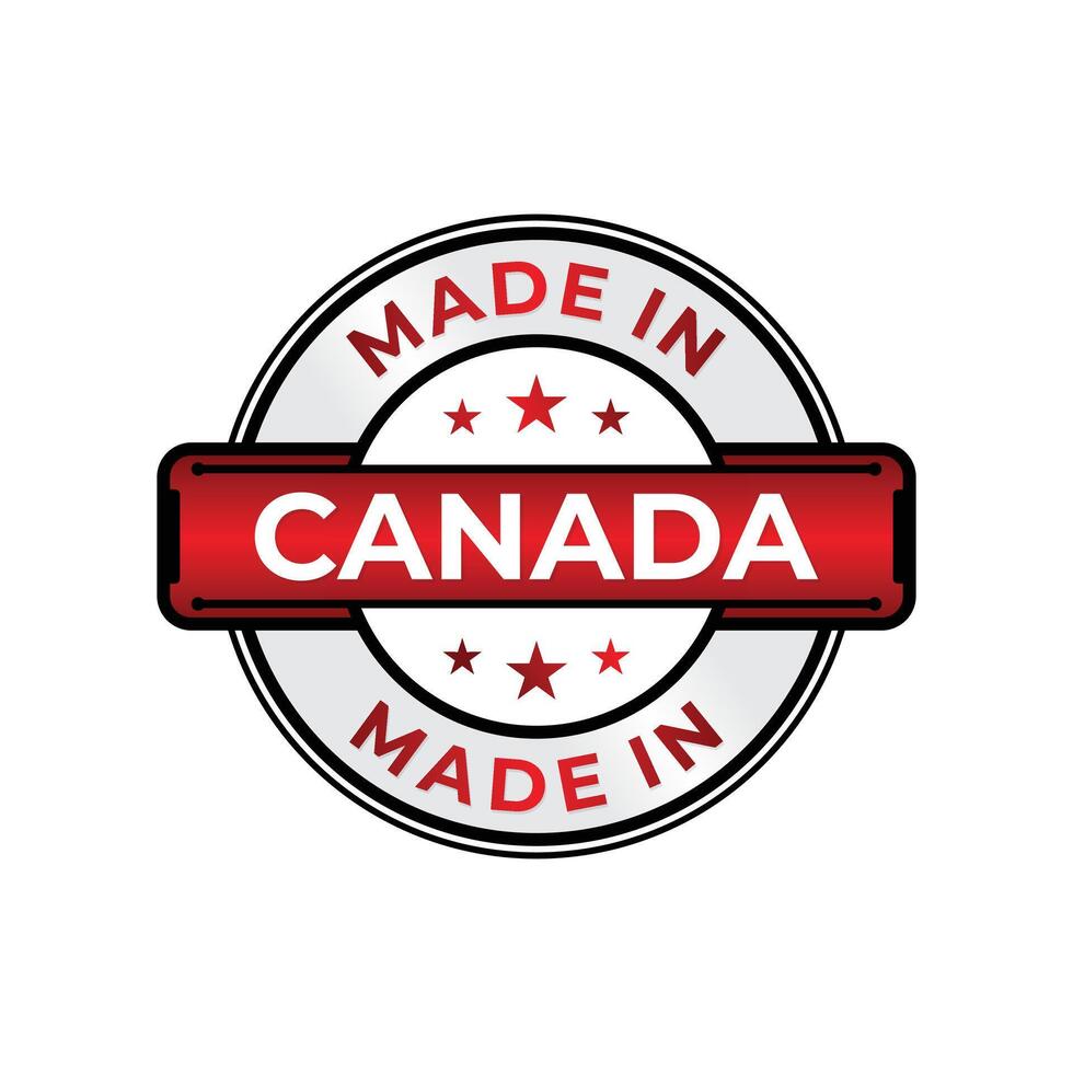 Made in Canada label icon emblem isolated on white background vector