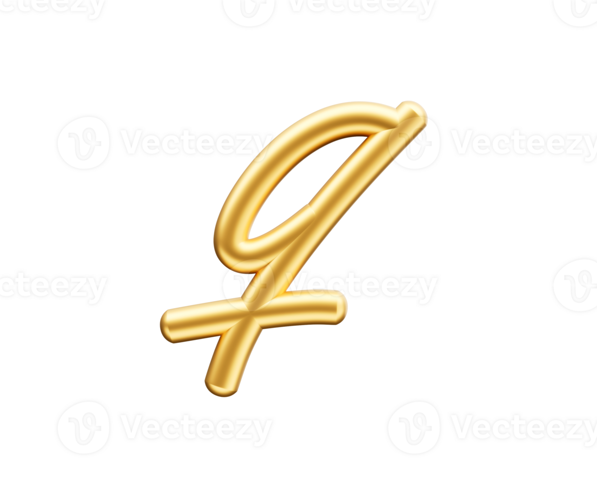 3d Golden Shiny Small Letter q Alphabet q Rounded Inflatable Font White 3d Illustration png