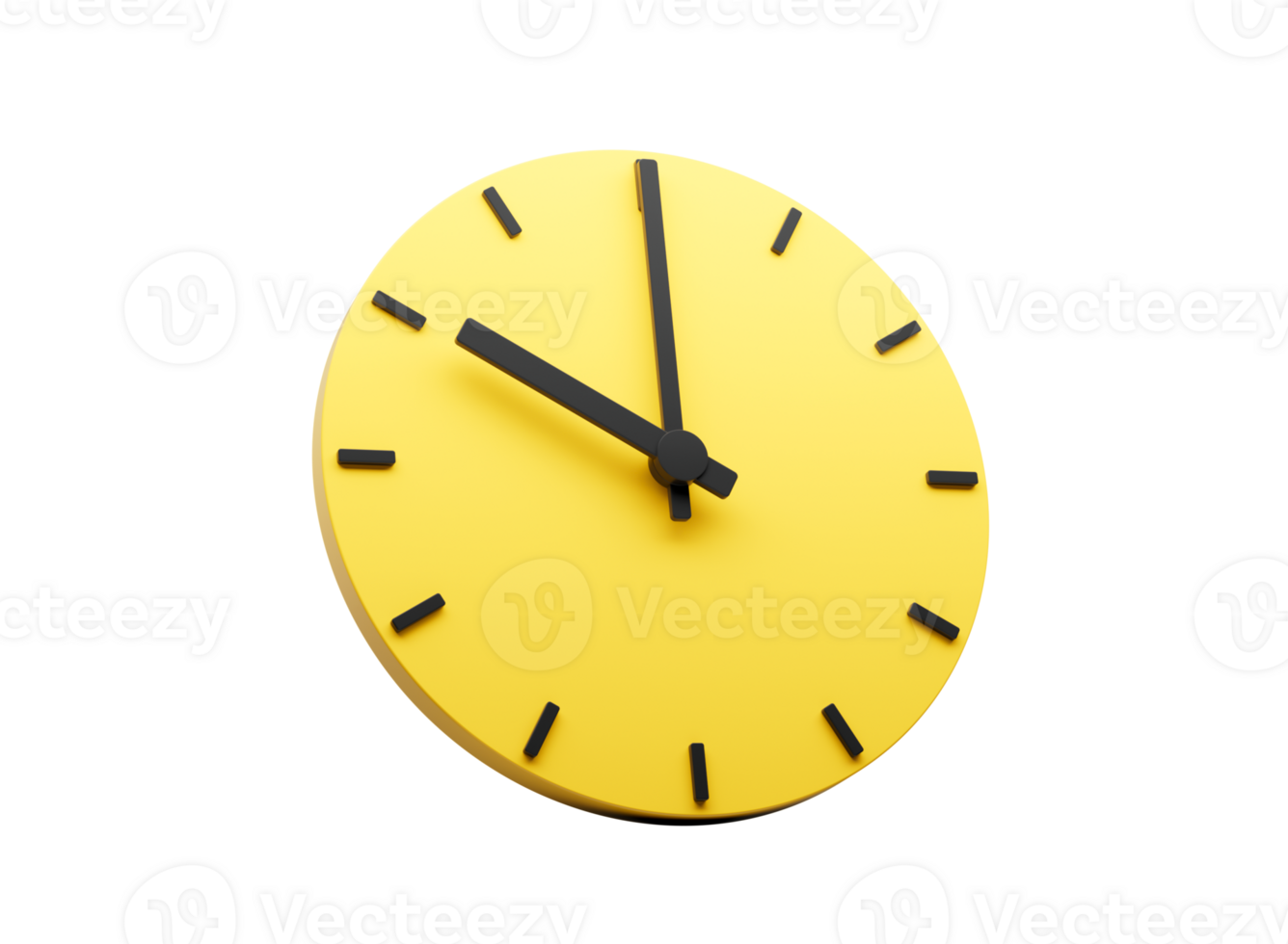 3d Simple Yellow Round Wall Clock 10 O'Clock Ten O'clock On Yellow 3d illustration png