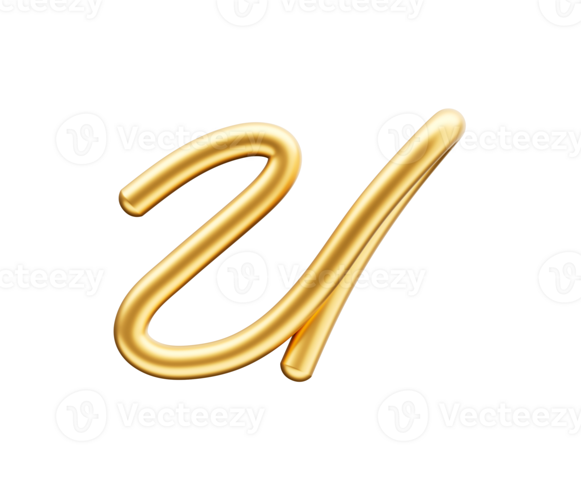 3d Golden Shiny Capital Letter U Alphabet U Rounded Inflatable Font White 3d Illustration png