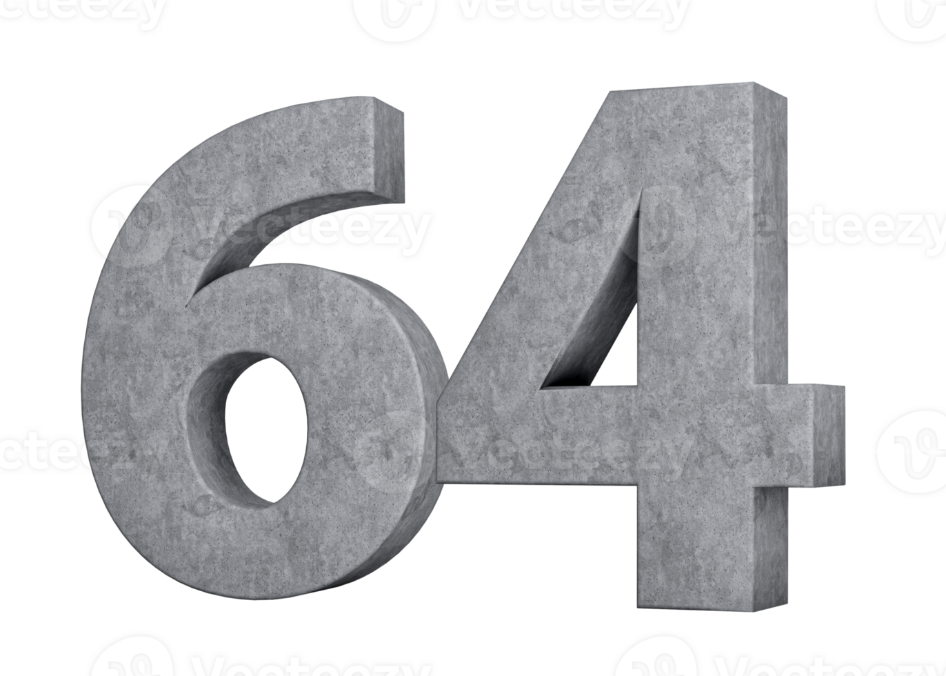 Concrete Number Sixty Four 64 Digit Made Of Grey Concrete Stone On Grey 3d Illustration png