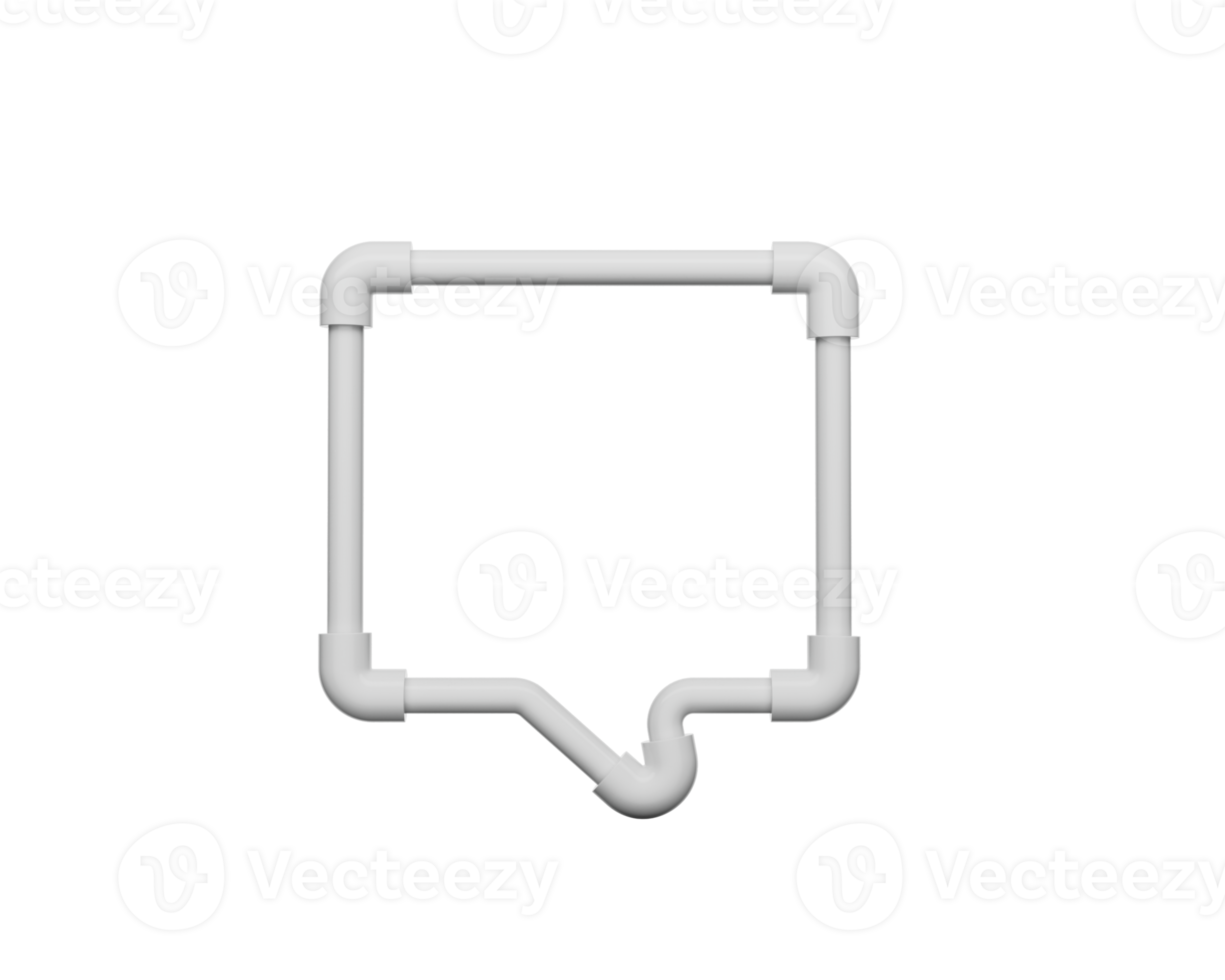 PVC Pipes Connected By Five Elbow Joints Creates A Chat Box Speech Bubble Icon 3D Illustration png