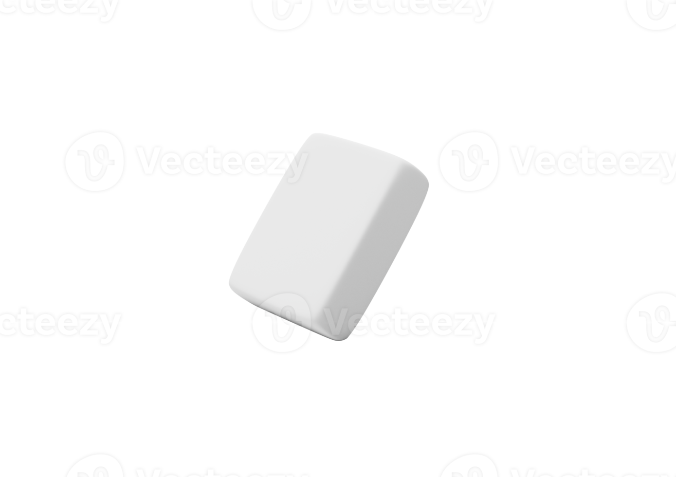 A White Sleek Cubic Eraser With Soft, Smooth Rounded Edges On White Background 3D Illustration png