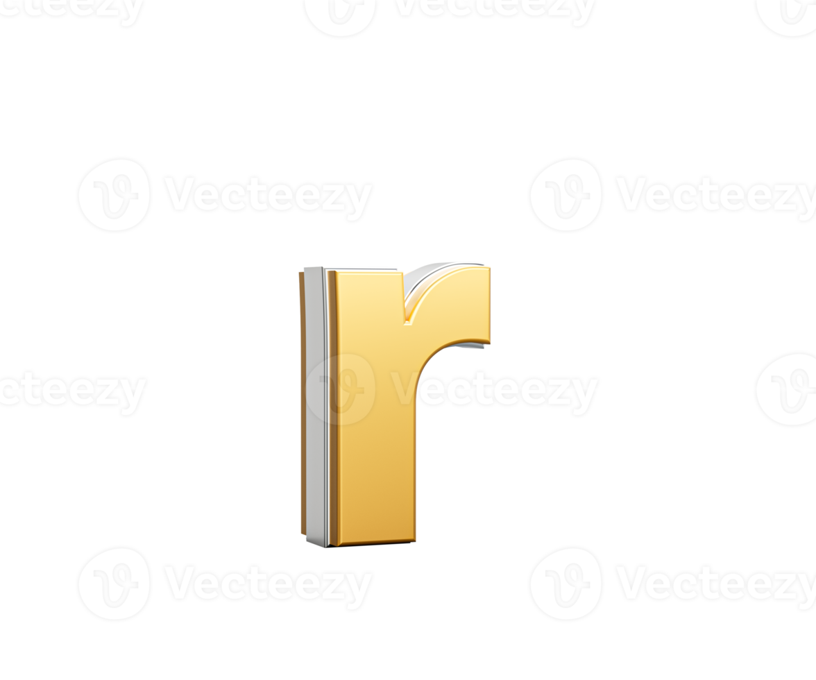 Shiny Golden Small Letter r Gleams With Its Sleek Modern Design With Sharp Edges 3D Illustration png