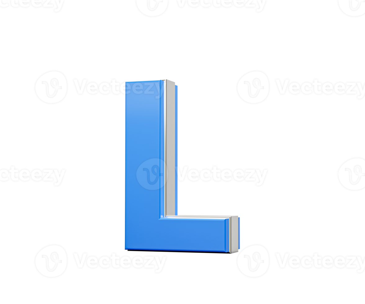 Blue Capital Letter L Gleams With Its Sleek Modern Design Bold Font With Sharp Edges 3D Illustration png