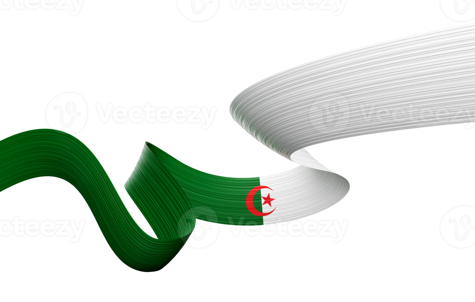 3d Flag Of Algeria 3d Wavy Shiny Algeria Ribbon Isolated On grey Background 3d Illustration png