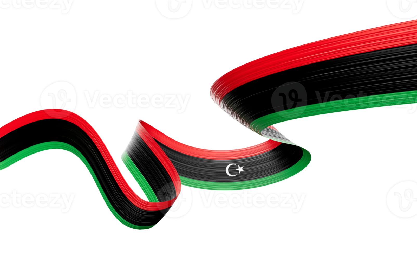 3d Flag Of Libya 3d Shiny Waving Libya Ribbon Flag On White Background 3d Illustration png