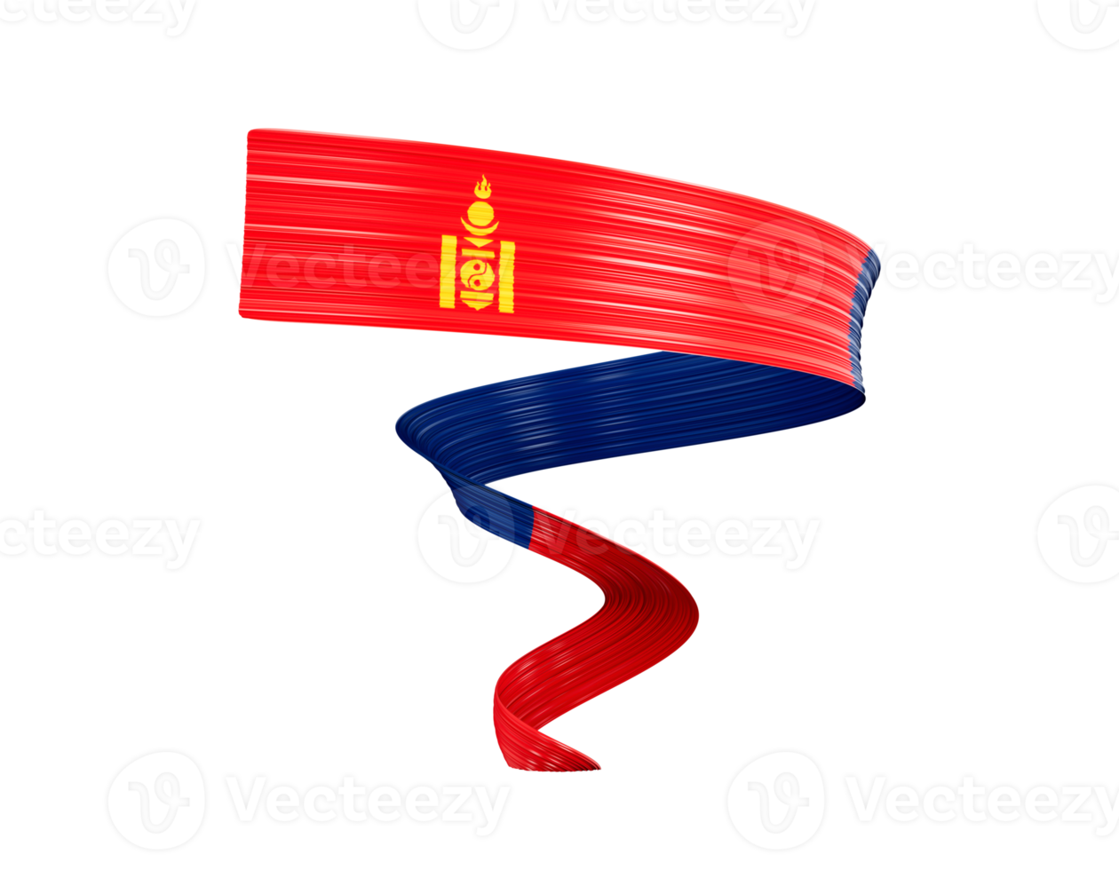 3d Flag Of Mongolia 3d Wavy Shiny Mongolia Ribbon Isolated On White Background 3d Illustration png