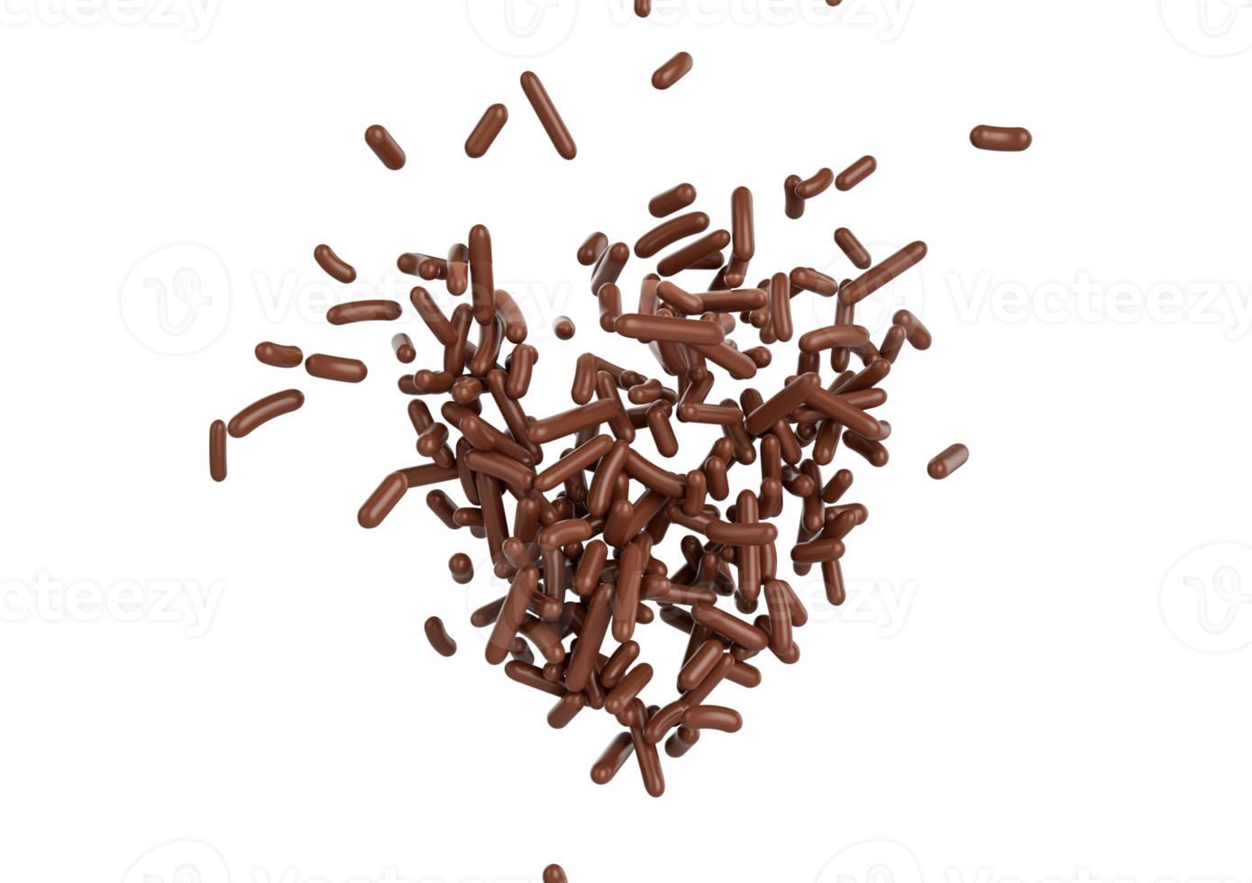 Group Of Chocolate Sprinkles, Cakes And Bakery Items Scattered 3D Illustration png
