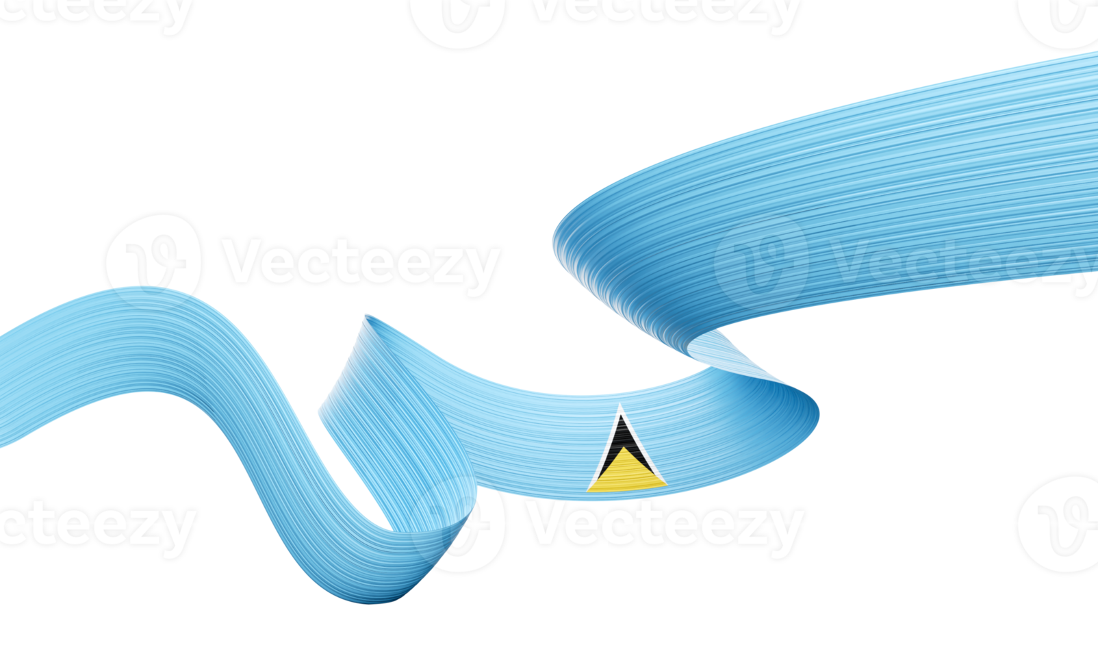 3d Flag Of Saint Lucia 3d Shiny Waving Ribbon Flag Isolated On White Background 3d Illustration png