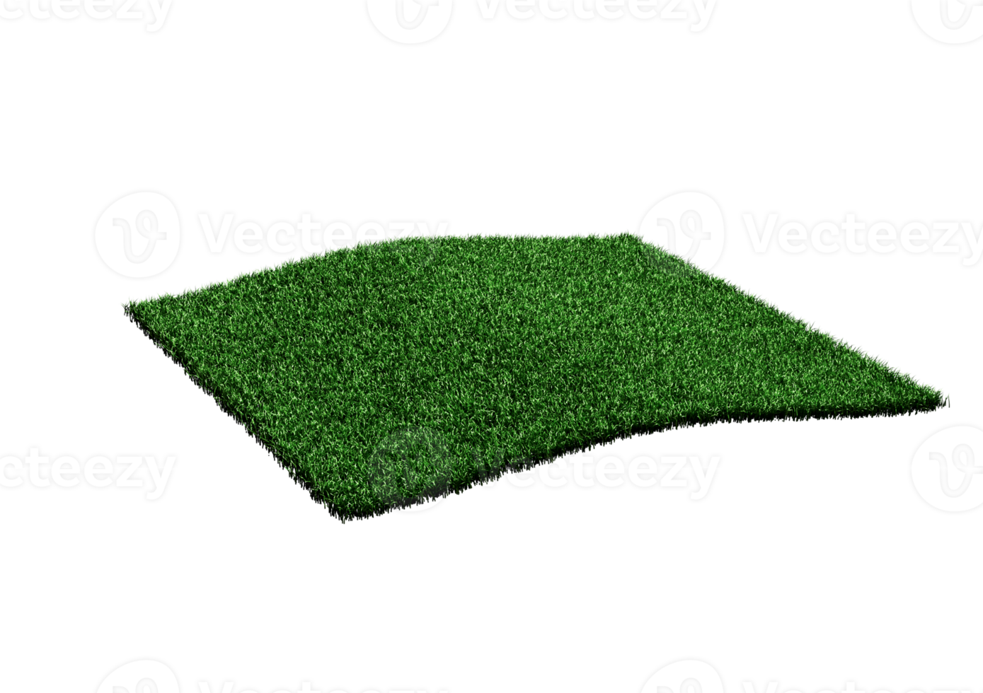 Rectangular Shape Green Grass Field 3D Illustration png
