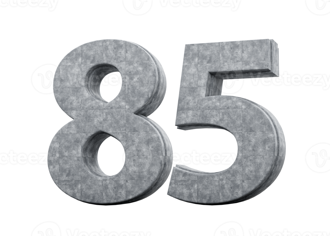 Concrete Number Eighty Five 85 Digit Made Of Grey Concrete Stone White 3d Illustration png