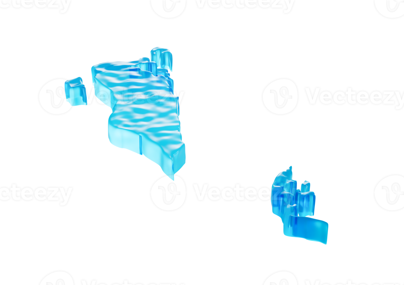 Water Ice Map of Bahrain global warming melting glacier in deep blue water 3d illustration png