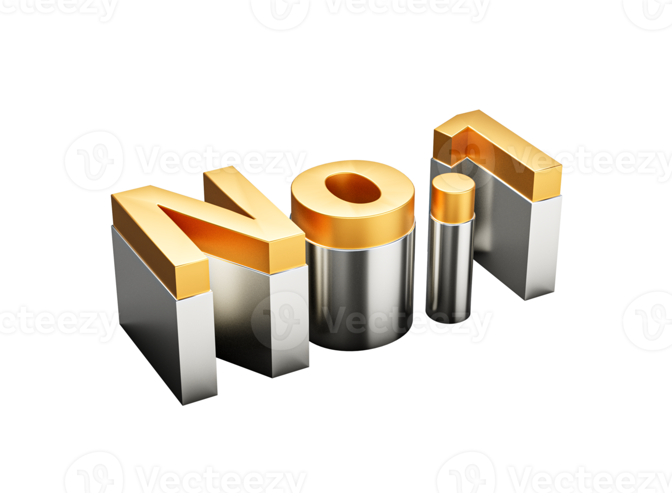 Number One No.1 Text Crafted In Silver And Gold Design With Radiant Metallic Finish 3D Illustration png
